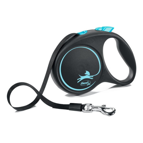 Flexi рулетка Black Design S (до 15 кг) 5 м лента черный/синий