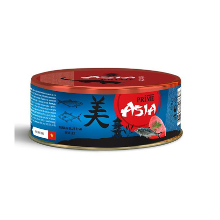 PRIME ASIA ж/б 85г Тунец с голубой рыбой в желе, д/кошек