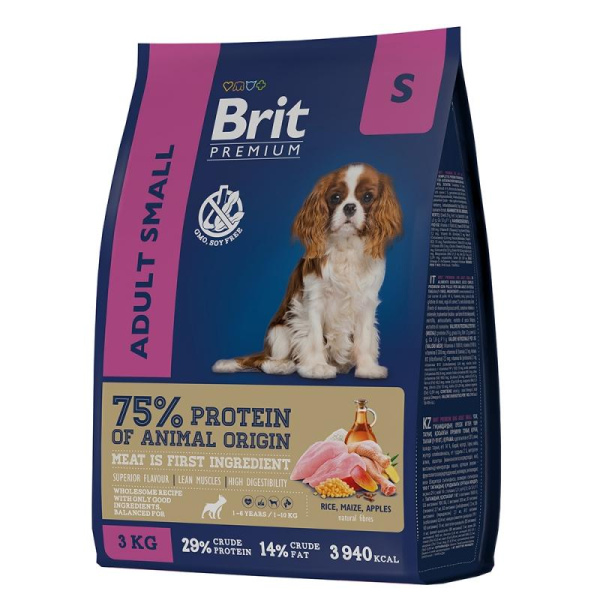Брит Premium Dog Adult Small с курицей д/взрослых собак мелких пород (1–10 кг), 1 кг