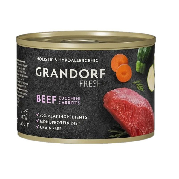 Grandorf FRESH консервы д/соб. Паштет из говядины с цукини и морковью 200г