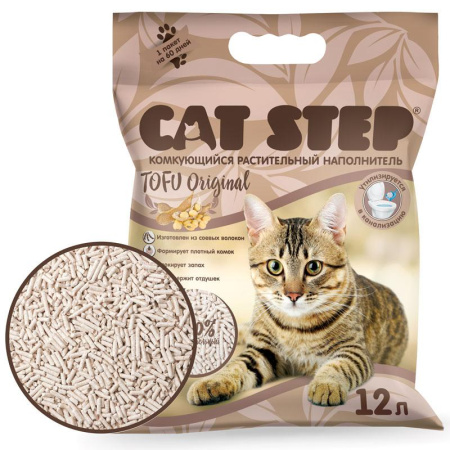 Наполнитель комкующийся растительный CAT STEP Tofu Original, 12 л /1*3/
