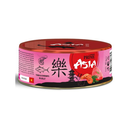 PRIME ASIA ж/б 85г Тунец с креветками в желе, д/кошек