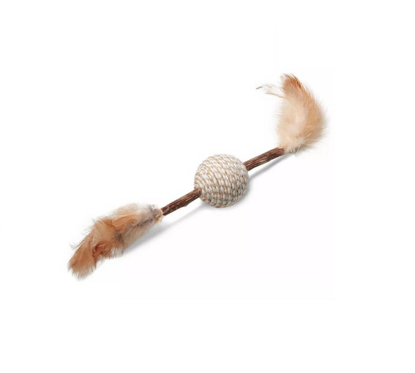Игрушка для кошек из мататаби "Мячик с перьями", d40/220мм, серия NATURAL, Triol