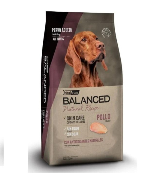 Виталкан Корм Balanced Dog Adult Natural Recipe для взрослых собак с курицей, 15 кг